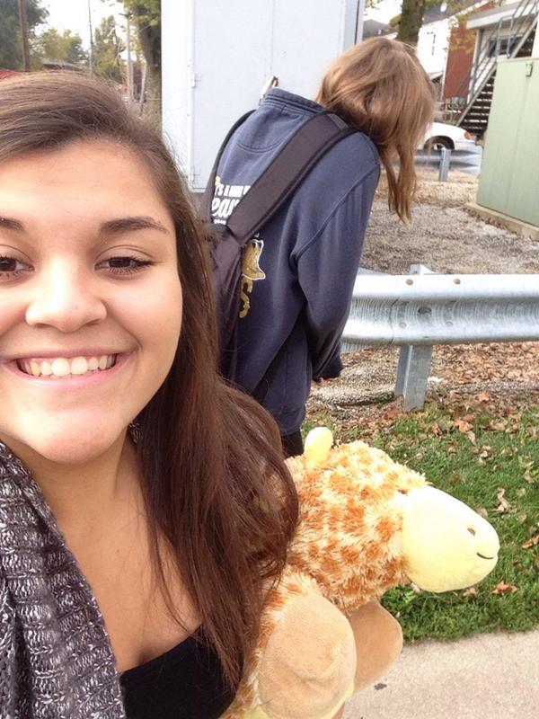 Walking to class! Jamie's sad she has to go ):
