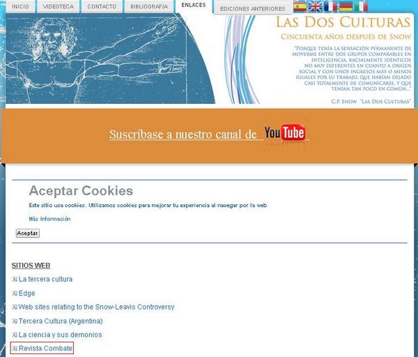 revista_combate's tweet image. La cátedra #RELEC (Universidad de #Cádiz) incluye un enlace a #COMBATE2 en su apartado dedicado a las dos culturas.