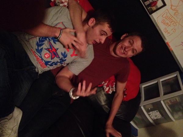 Blake_Collier2's tweet photo. #ThrowbackThursday to last semester in the homestead with my best bud @dschrader8 #wasted #amogs http://t.co/Rw9buAhuSn