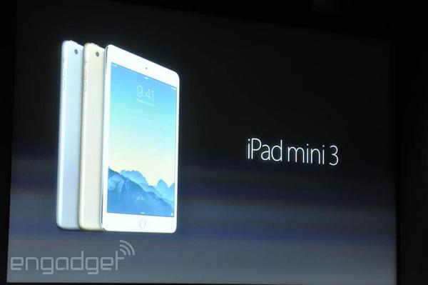engadget's tweet image. "Meanwhile, there's a new iPad mini. The iPad mini 3." engt.co/appleoctober