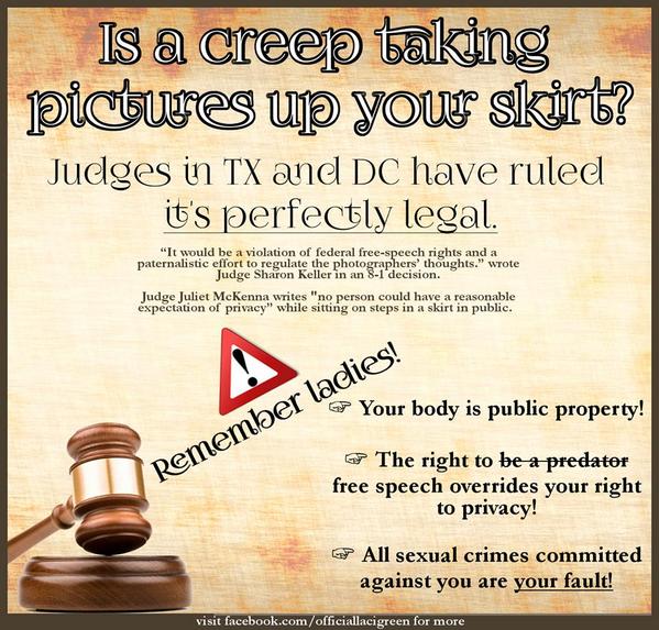 SACBrant's tweet photo. Upsetting news: TX and DC decide it's legal for someone to take pictures up a woman's skirt. http://t.co/RLfQsGnyrc