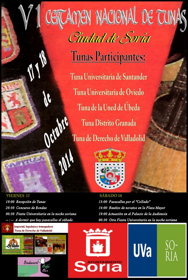 Certamen de Tunas en Soria. 
La UNED de Úbeda invitada al evento junto a grandes tunas de España.