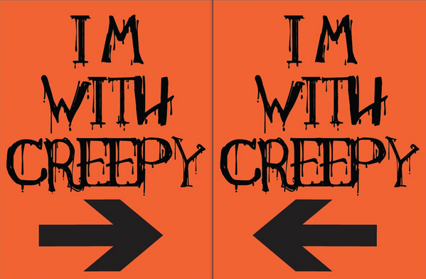 GoTeesPrintShop's tweet image. WIN a FREE T-shirt?RETWEET to enter for a chance to win! "I'm with creepy" T-shirt. Winners announced 10/18/14 @ 1pm.