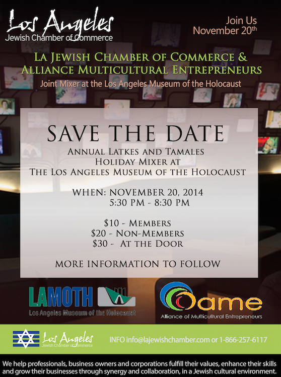 LaJewishChamber's tweet photo. Register today for our November Mixer! Don't Miss out!
http://t.co/ZugdcXjll2 http://t.co/dUznXlXDIN