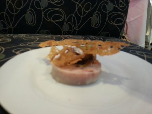 GBCCHCA's tweet photo. Rabbit and pork creation of Tyler Shedden of Cafe Boulud at French Culinary Market #DucasseAtGBC @GBCollege http://t.co/uVRmfzWLzs