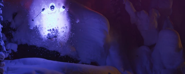 Night skiing with a lightsuit // WATCH THE VIDEO HERE livingbozeman.com/afterglow-ligh… #lightsuit #nightskiing #powpow #skilife