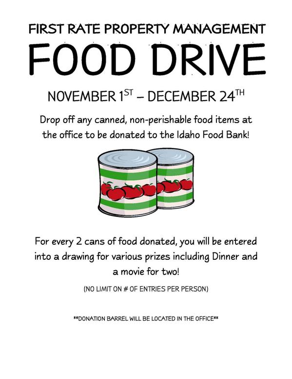 1stRatePropMgmt's tweet photo. #FoodDrive #FirstRatePropertyManagement
#MakeADifference
#Donate
#Boise
#FRPM
#FRPMFoodDrive http://t.co/0L7r5iWiQC