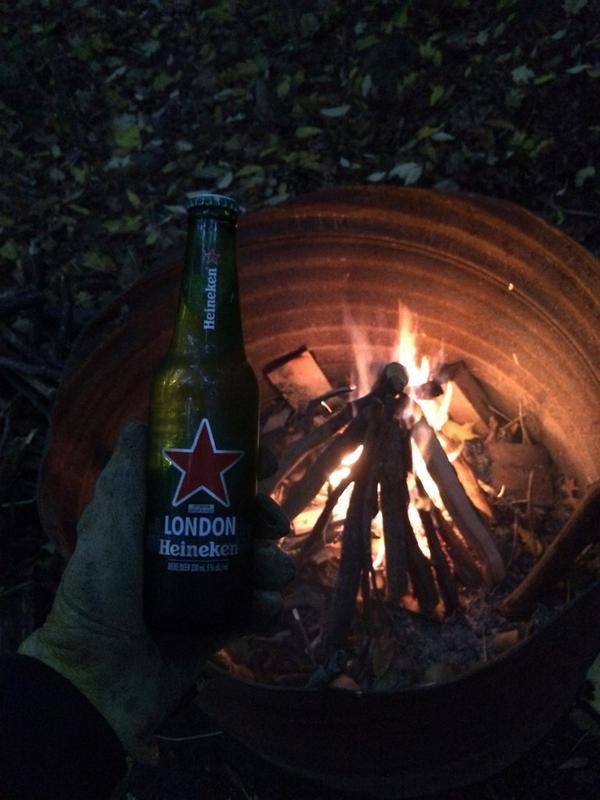 LogicalMan2's tweet photo. What goes with fire… That's right beer. #Sleeplikeababy http://t.co/1cazKCpSmV