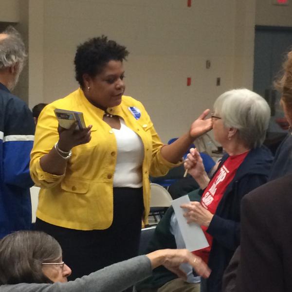Matt_Thorn's tweet photo. @courtney4dc talking with voters before the Chevy Chase Community Association forum. #dcesion14 #out2win http://t.co/ny1e6xbt6s