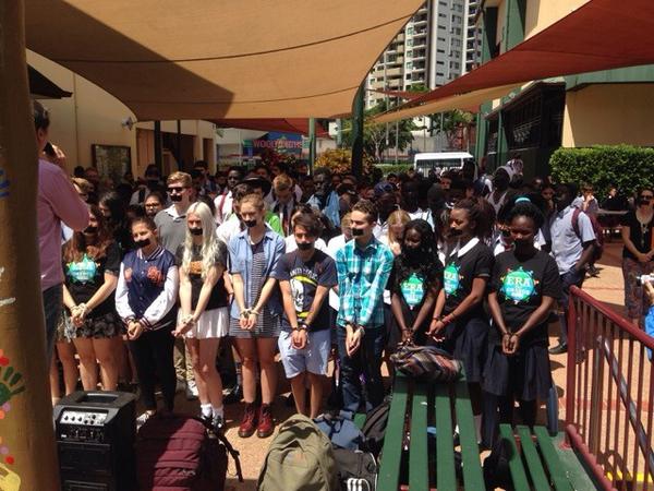 ERAforChange's tweet photo. #detentionfordetention St James' College Brisbane #auspol #AsylumSeekers #studentsmakeaway http://t.co/dA1VmrG23F