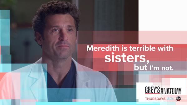 GreysABC's tweet photo. "Meredith is terrible with sisters." LOL. #GreysAnatomy http://t.co/IKRONiLBrY