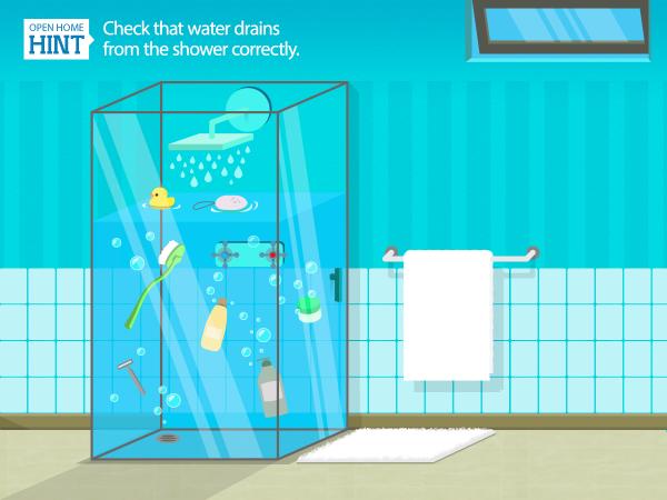 ANZ_AU's tweet photo. If water in the shower take a while to drain or fails to, this could indicate blocked drains. #BuyReady #OpenHomeHint http://t.co/pCXzCLeS7W