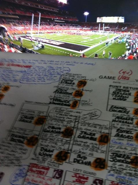 TimBrando's tweet photo. My board in front of our monitor....ready for kickoff! Just minutes away! #boothpic #FS2 #UtahOregonSt http://t.co/BgDi5opz3Z