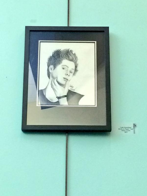 thickskull27's tweet image. So happy right now bc my drawing of luke is hanging up at my public library in town 🙈 @Luke5SOS @5SOS