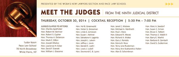 WCBANY's tweet photo. Updated List of Judges attending on 10/30/14 @pacelawschool .  It's not too late to register!  http://t.co/lOdYUCmFwL http://t.co/1W5xQPJ0gy