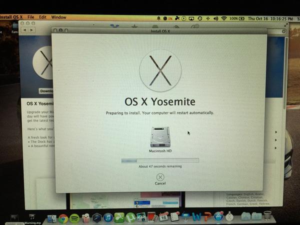 gqinict's tweet photo. 5 hours & 5.1gb later.. Here goes nothing! #INeedGoogleFiber #SlowInternet #OSXYosemite #Apple #TimeMachineJustInCase http://t.co/IO8OHtAlaS