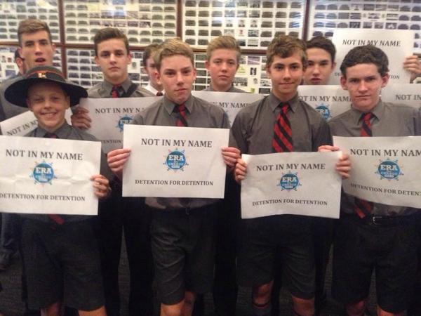 ERAforChange's tweet photo. #detentionfordetention St Joseph's Gregory Terrace #asylumseekers #auspol #studentsmakeaway http://t.co/Rj1g7AWXx5