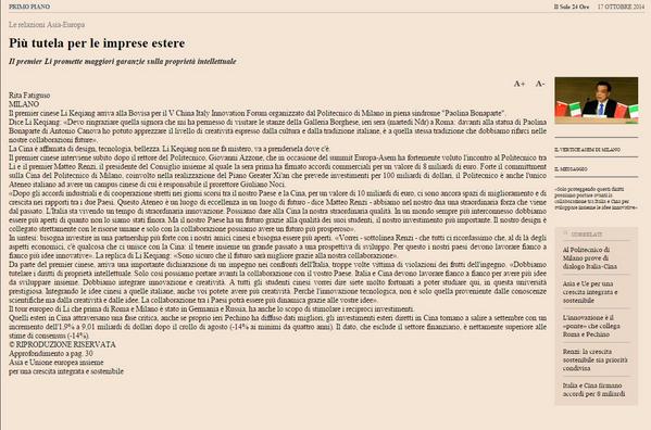 projectgroupsrl's tweet photo. #5icif Forte il committment sulla Cina del @polimi @giuliano_noci @giovann1i via @sole24ore #italia #cina #forum http://t.co/PfxSZN3vQp