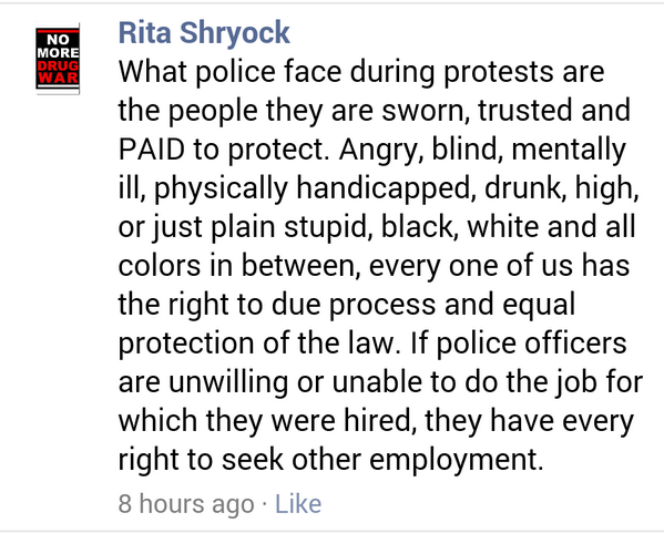 Delo_Taylor's tweet photo. What do #Ferguson Officers face during protest? #FergusonOctober #FergusonRevolution #MikeBrown #VonderritMyers #Shaw http://t.co/fezdFw1uRU