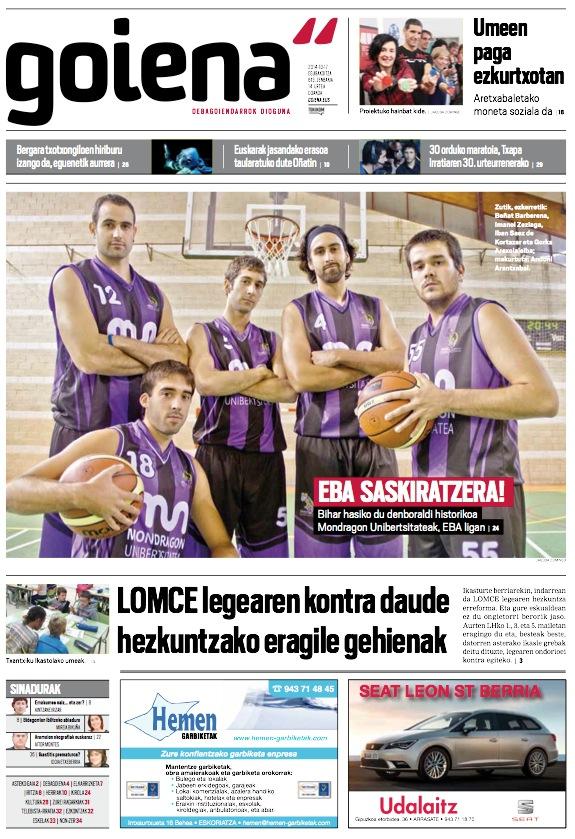 goiena's tweet photo. #GoienaPapera Azalean @Ointxe EBArako prest + LOMCE. GoienaTBko berezia, baita ere. http://t.co/u2N07eFiaL http://t.co/tTN1gUjYz1