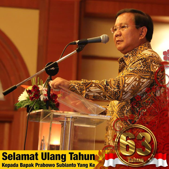 Happy Birthday Lieuthenant General (ret.) H. Prabowo Subianto Djojohadikusumo..... 