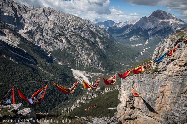 homegardenlist's tweet image. Highline Hammock Session in the Dolomites - Photographer Sebastian Wahlhütter