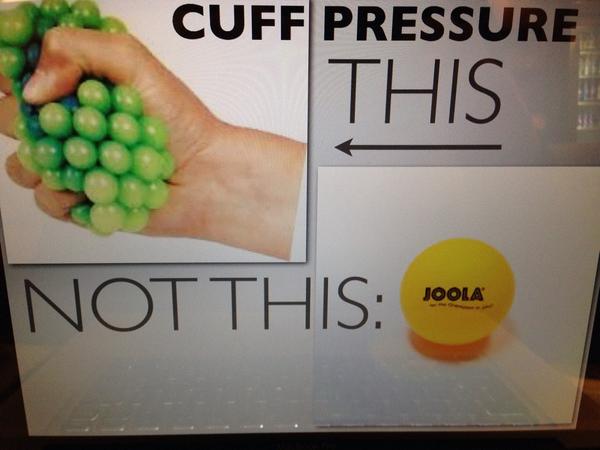 RobJBryant13's tweet photo. #CAMC14 ETT Cuff Pressure: Aim for squishy grape, not ping pong ball. http://t.co/S7KCUszMgm