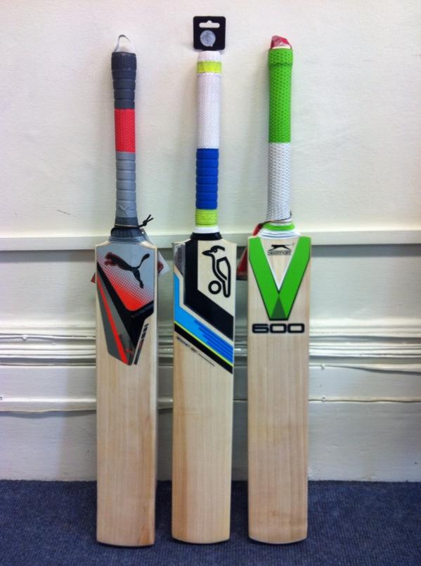 TheCricketerMag's tweet photo. Here they are! RT + follow @owzatcricket for a chance to win one of these bats from our October Gear Test. http://t.co/3JWw3tM7pe