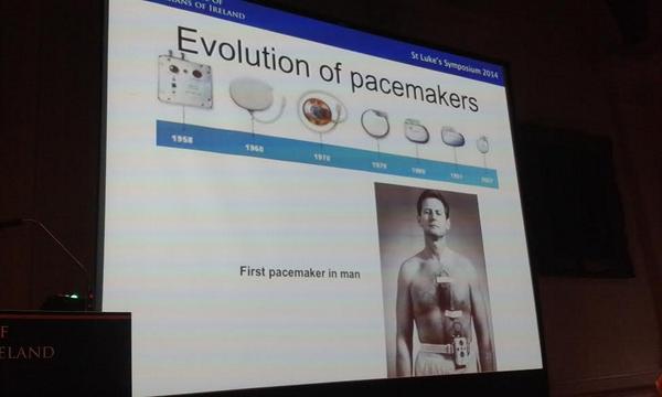 The first pacemaker was inserted in 1958. Since then, they have (thankfully) gotten a lot smaller #stlukes14