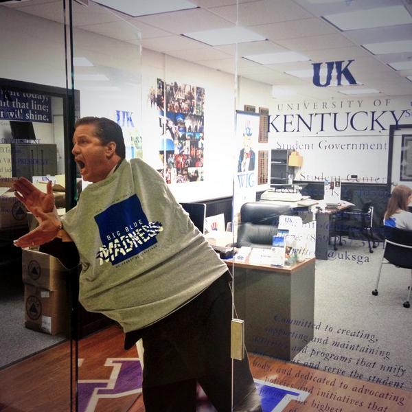 donkeycollector's tweet photo. The limited edition @uksga #BBM2014 t-shirt is Coach Cal approved. Get yours TODAY at 11:30 on campus FOR FREE. http://t.co/DLXgVQtujY