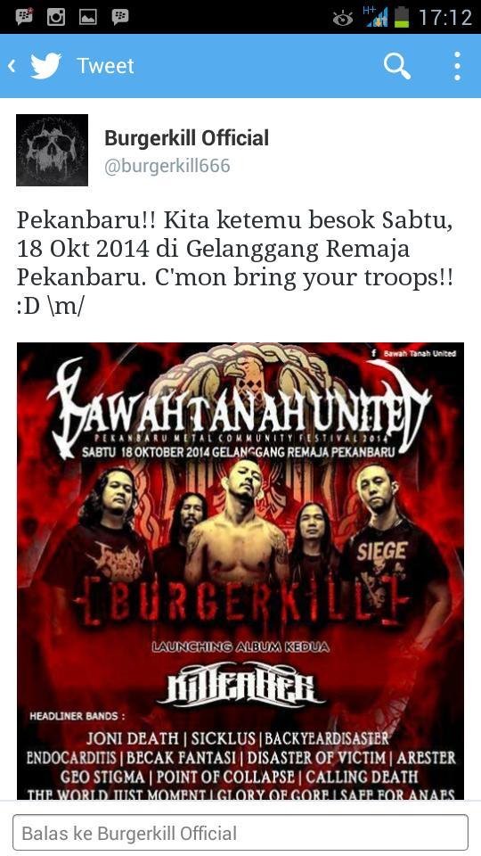 Sampai ketemu di hell stage <a href="/BTU_OFFICIAL/">BAWAHTANAHUNITED</a> Fest besok with @burgerkill666 don't forget!!