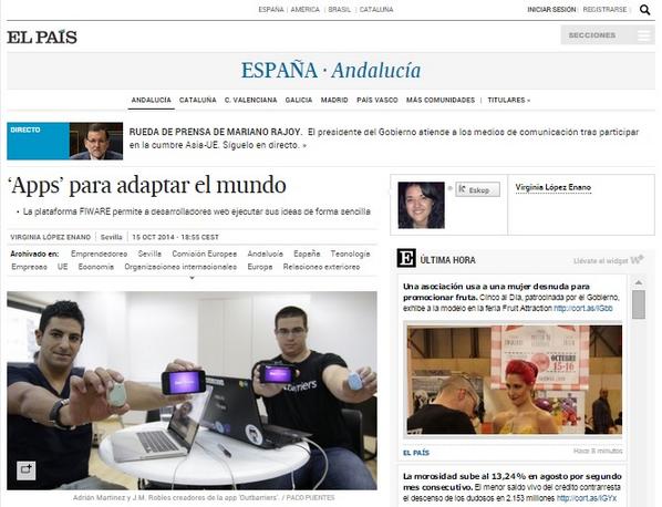 FIWARE's tweet photo. Thanks @elpaisandalucia for this article about #FIWAREMS! We wish @elpaisinenglish like it too http://t.co/FjtHD8jXG5 http://t.co/bu3G5nTMep
