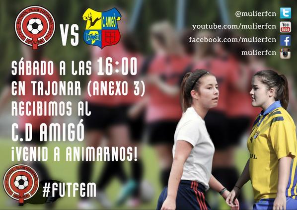 MulierFCN's tweet photo. Mañana nueva prueba de fuego, nos visita el siempre complicado @cdamigo. ¡Venid a animarnos! #VamosMulier http://t.co/pbs3eHXsPG