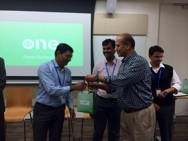 IntuitIN's tweet image. .@IntuitVijay thanks the customer panel for a great interactive session at #QBOne. #IntuitLife