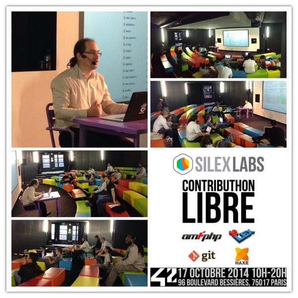 silexlabs's tweet photo. #contributhon libre à @42born2code ça continue avec l'atelier #git by @lexoyo tjs en live sur http://t.co/LBrw2Z9Wqh http://t.co/52N3HjFsur