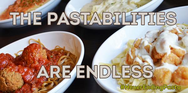 It's not called the #NeverEndingPasta Bowl for nothing!