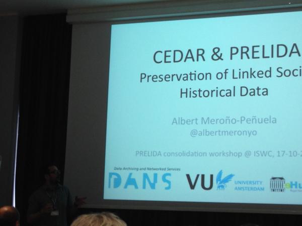 pgroth's tweet photo. CEDAR historical data through time being presented by @albertmeronyo at @PRELIDA_project http://t.co/eRjrImEIpl