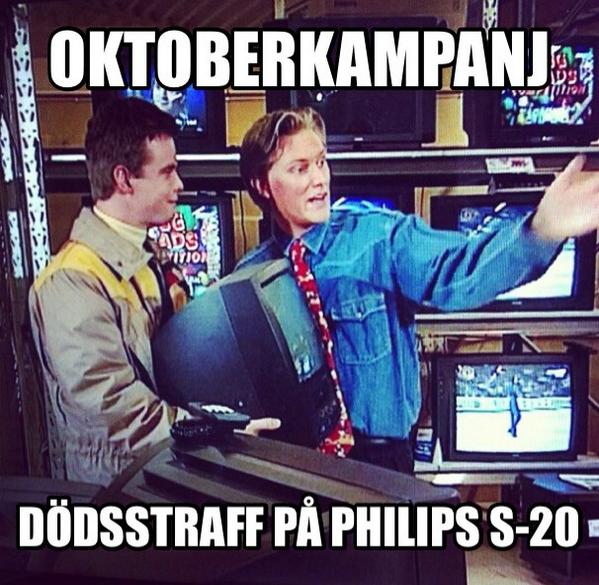 "En bra TV förlänger livet."
Philips S-20, kampanj nu oktober ut.
oppetarkiv.se/video/1303074/… #dödsstraffpåtv