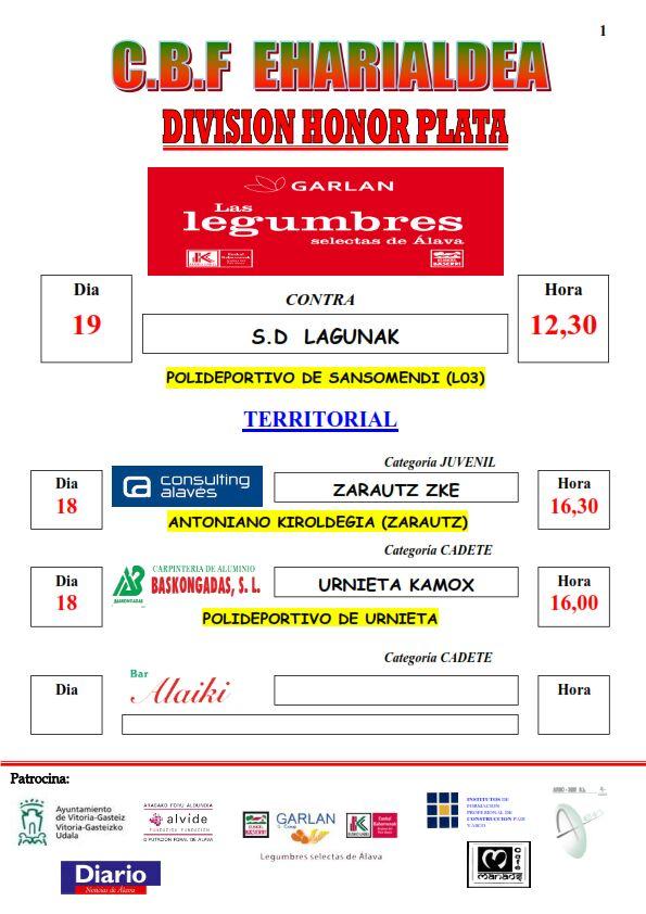 CBFEharialdea's tweet photo. Los horarios de este fin de semana. Tenéis que venir a animar!! #GoraEhari http://t.co/pTbF2crPhV