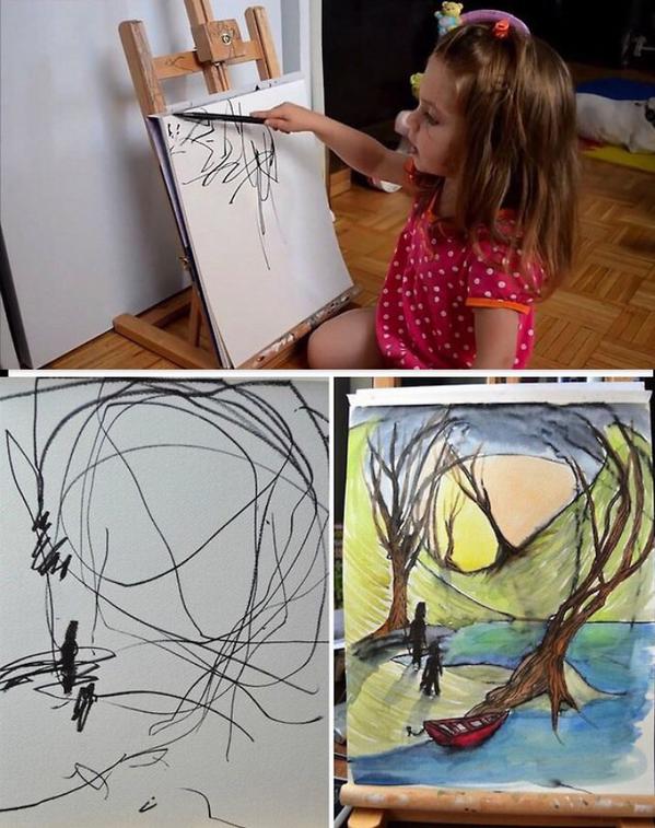 Xssirxc's tweet photo. "Artist collaborates with 2-year-old daughter to create works of art" http://t.co/9DfUILolFt