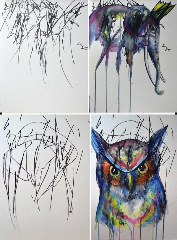 Xssirxc's tweet photo. "Artist collaborates with 2-year-old daughter to create works of art" http://t.co/9DfUILolFt