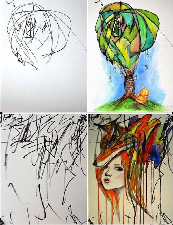 Xssirxc's tweet photo. "Artist collaborates with 2-year-old daughter to create works of art" http://t.co/9DfUILolFt