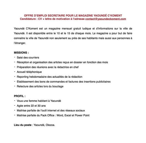 Offre d emploi secretaire