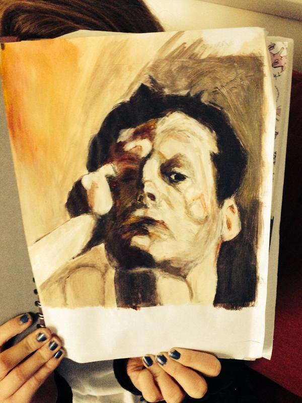 Proud parent of eldest daughter's latest artwork.....a Lucien Fraud portrait