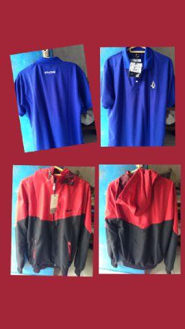 Polo volcom 90k , nike parasut biru merah 100k