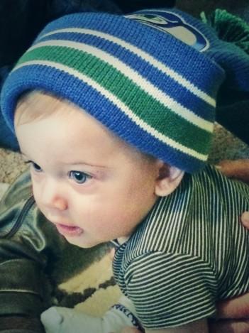 SeahawksProShop's tweet photo. Happy #TGIBF, who is wearing their #SeahawksBlue today? http://t.co/U9MRIlW4GZ