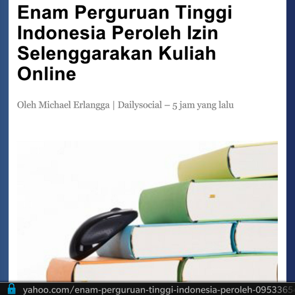 SiapJadiMaba's tweet image. 6 Universitas ini dapat izin Kuliah Online:  UI, ITB, ITS, UGM, STMIK AMIKOM Yogya dan BINUS  via @INDONESIAinLOVE