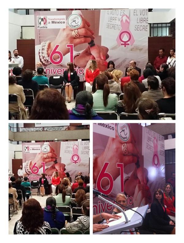En el #PRIPuebla estamos celebrando el 61 aniversario del #VotoDeLaMujer <a href="/Lauzama1/">Laura Zapata</a> <a href="/anitzaisa/">Ana Isabel Allende</a> <a href="/VictorGabrielCh/">V. Gabriel Chedraui</a>