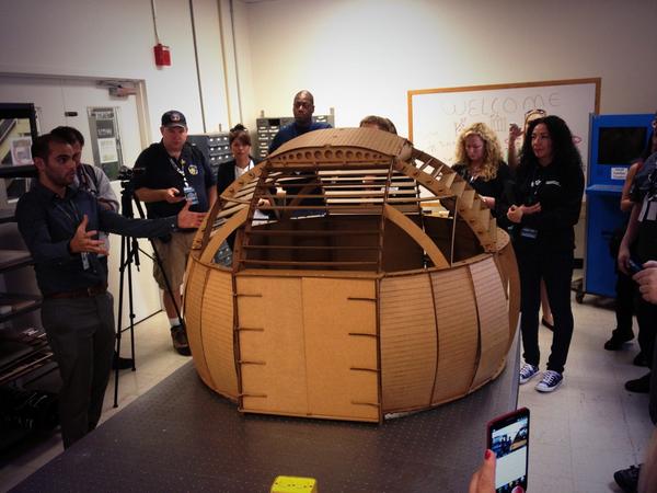 NASAMakers's tweet photo. "@ChrisShut: Cardboard scale model of @BlackRockObserv made by a high school student @NASAMakers #Ames75 #NASASocial http://t.co/JcEuNZIjYs"
