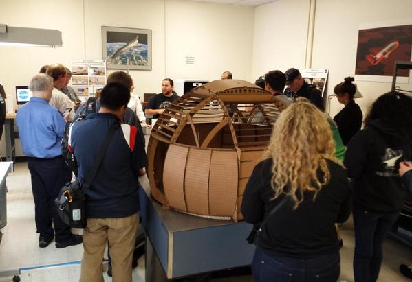 HealthcareWen's tweet photo. Laser cut #cardboard #prototype at 
@NASAMakers @NASAAmes @Alex_Mazhari. @NASA @NASASocial #NASASocial #Ames75 http://t.co/xNMVFEF2OY